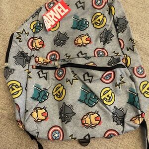 Marvel Superhero Kids Backpack - Gray with Iconic Print